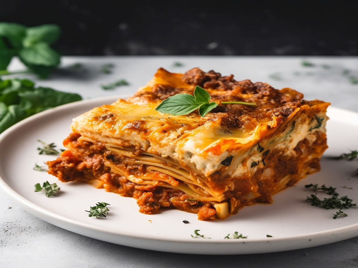 Lasagna portion served on a plate