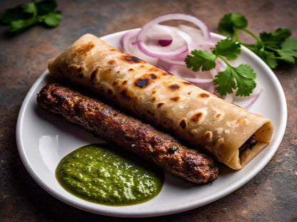 Delicious Seekh Kebab Roll wrapped in hot puri paratha – home meal delivery Karachi